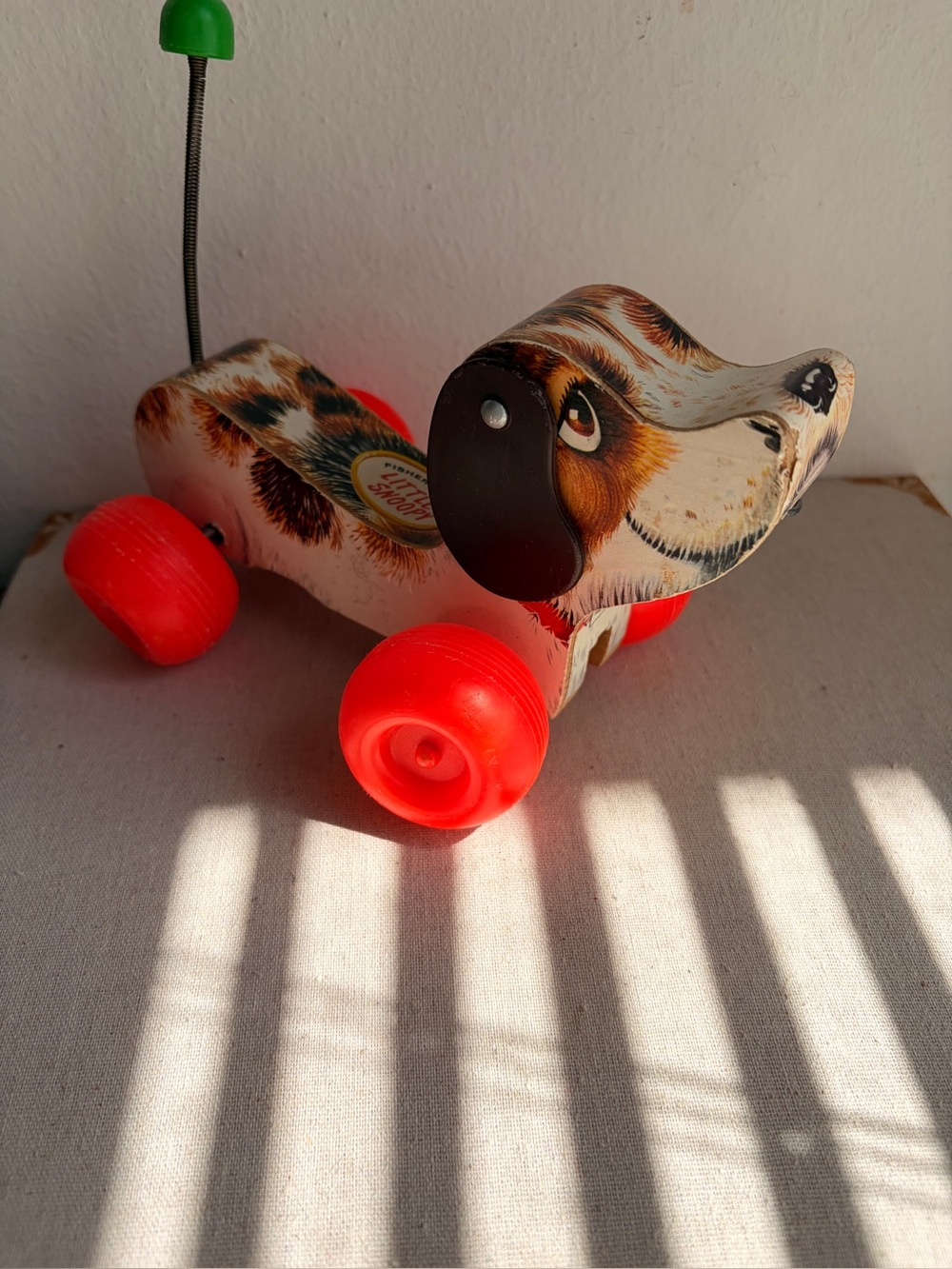 Classic Vintage Wooden Pull Toy Dog in Red Fisher-Price Toys